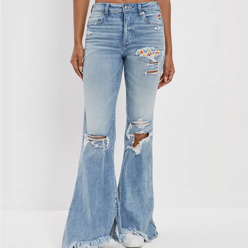 American eagle festival flare ripped jeans